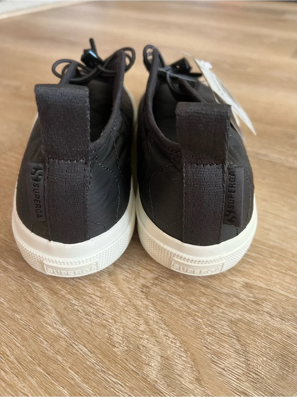 Superga Women’s Black Quilted Nylon Sneakers with White Sole
